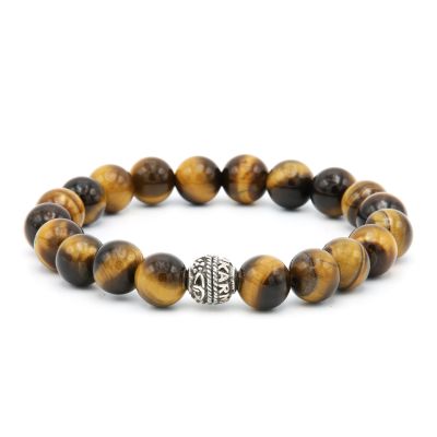 Tiger Eye Silver Round Logo 10MM