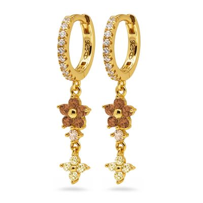 Hinged Hoops Olivia Zirconia Flower Citrien