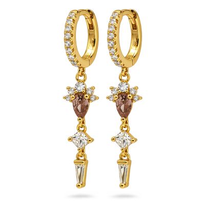 Hinged Hoops Flore Zirconia Caramel