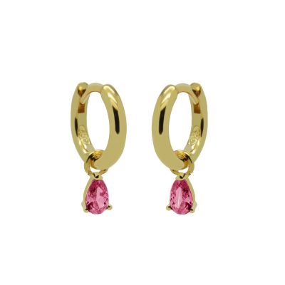 Hinged Hoops Symbols Hanging Drop Ruby Red