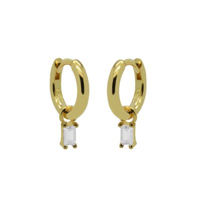 Hinged Hoops Zirconia Square Baguette