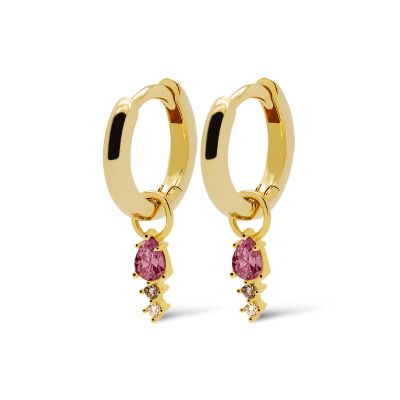 Hinged Hoops Duo Wine Red Drop