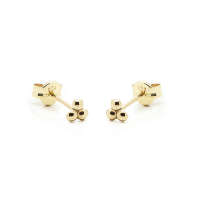 14 KARAAT GOUDEN Triple Dots Oorstekers ALICE