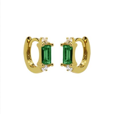 Hinged Hoops Mira Zirconia Emerald Green 
