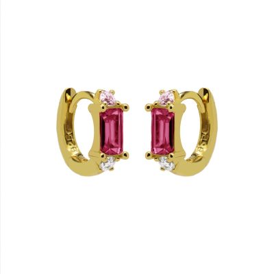 Hinged Hoops Mira Zirconia Ruby Red