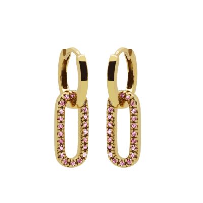 Hinged Hoops Inez Zirconia Pink