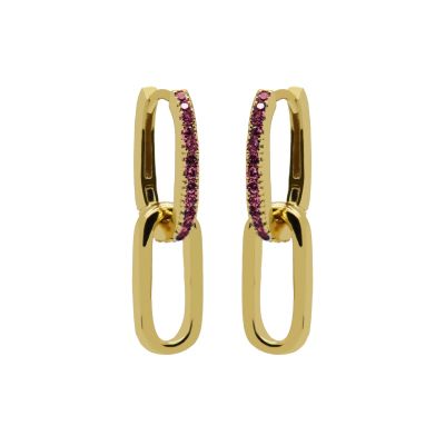 Hinged Hoops Densely Zirconia Ruby Red