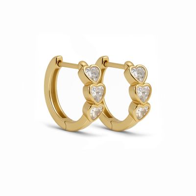 Hinged Hoops Amour Zirconia Hearts 12MM