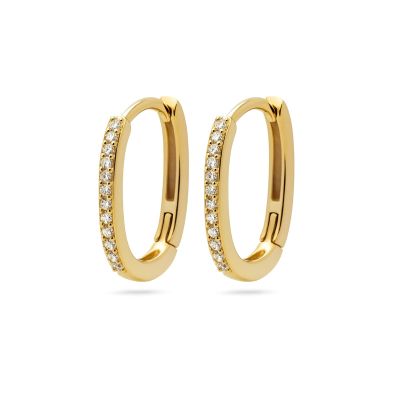 Hinged Hoops Round Zirconia Square