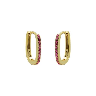Hinged Hoops Zirconia Square Ruby Red