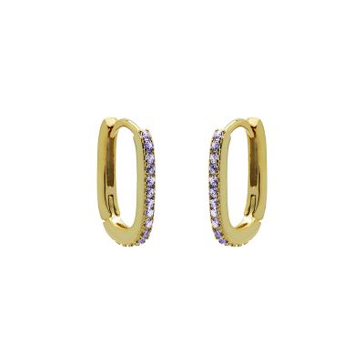 Hinged Hoops Zirconia Square Lavender