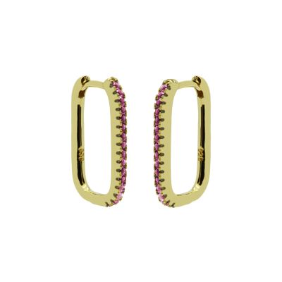 Hinged Hoops Zirconia Square 20MM Ruby Red