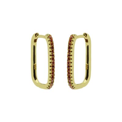 Hinged Hoops Zirconia Square 20MM Red