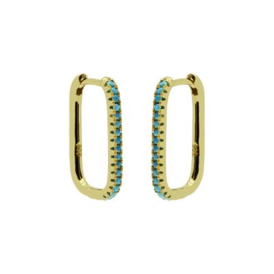Hinged Hoops Zirconia Square 20MM Turquoise