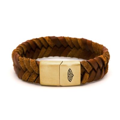 Leather Bracelet CEASAR Cognac 15MM Gold