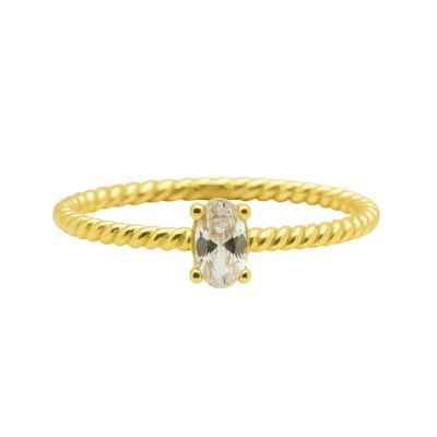 Ring Zirconia Oval Twisted