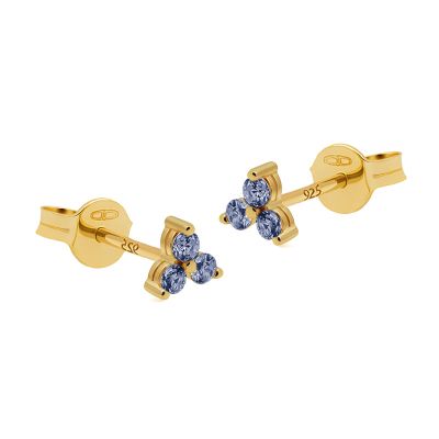 Zirconia Triple Flower Jeans Blue