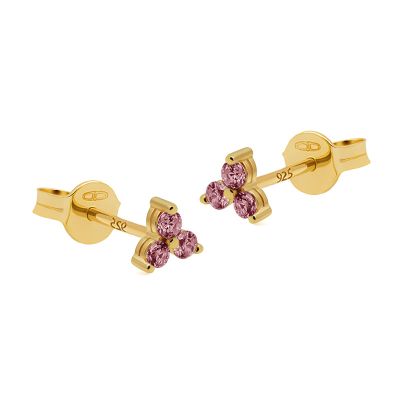 Zirconia Triple Flower Wine Red
