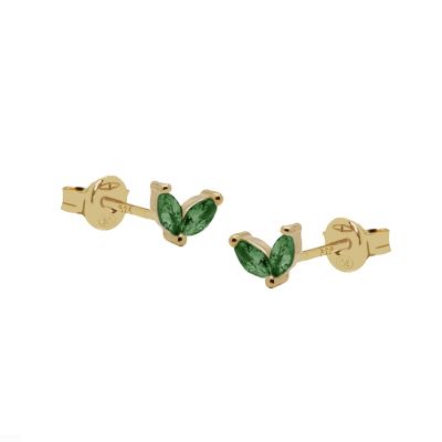 Zirconia Symbols Double Leaf Emerald Green