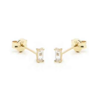 14 KARAAT GOUDEN Zirconia Baguette Oorstekers SOPHIA