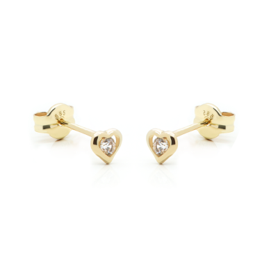 14 KARAAT GOUDEN Zirconia Hart Oorstekers MARY
