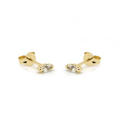 14 KARAAT GOUDEN Ovaal Zirconia Oorstekers CORALINE