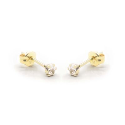 14 KARAAT GOUDEN Ronde Zirconia Oorstekers CILIA 2.5MM