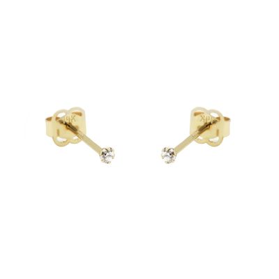 14 KARAAT GOUDEN Ronde Zirconia Oorstekers CILIA 1.5MM