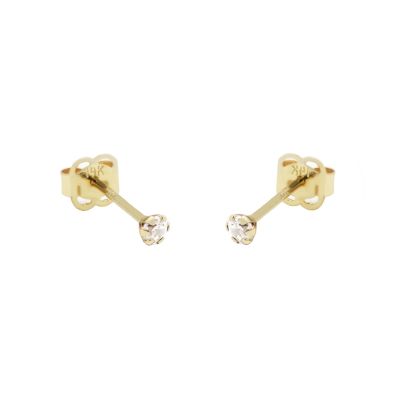 14 KARAAT GOUDEN Ronde Zirconia Oorstekers CILIA 2MM