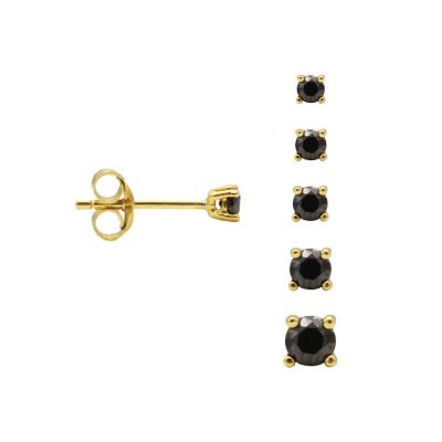 Round Black Zirconia Earstud 3-4-5-6-7MM